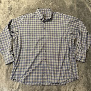 Jos A Bank Traveler Travel Tech Long‎ Sleeve Shirt Sz XL Plaid Gray/Blue